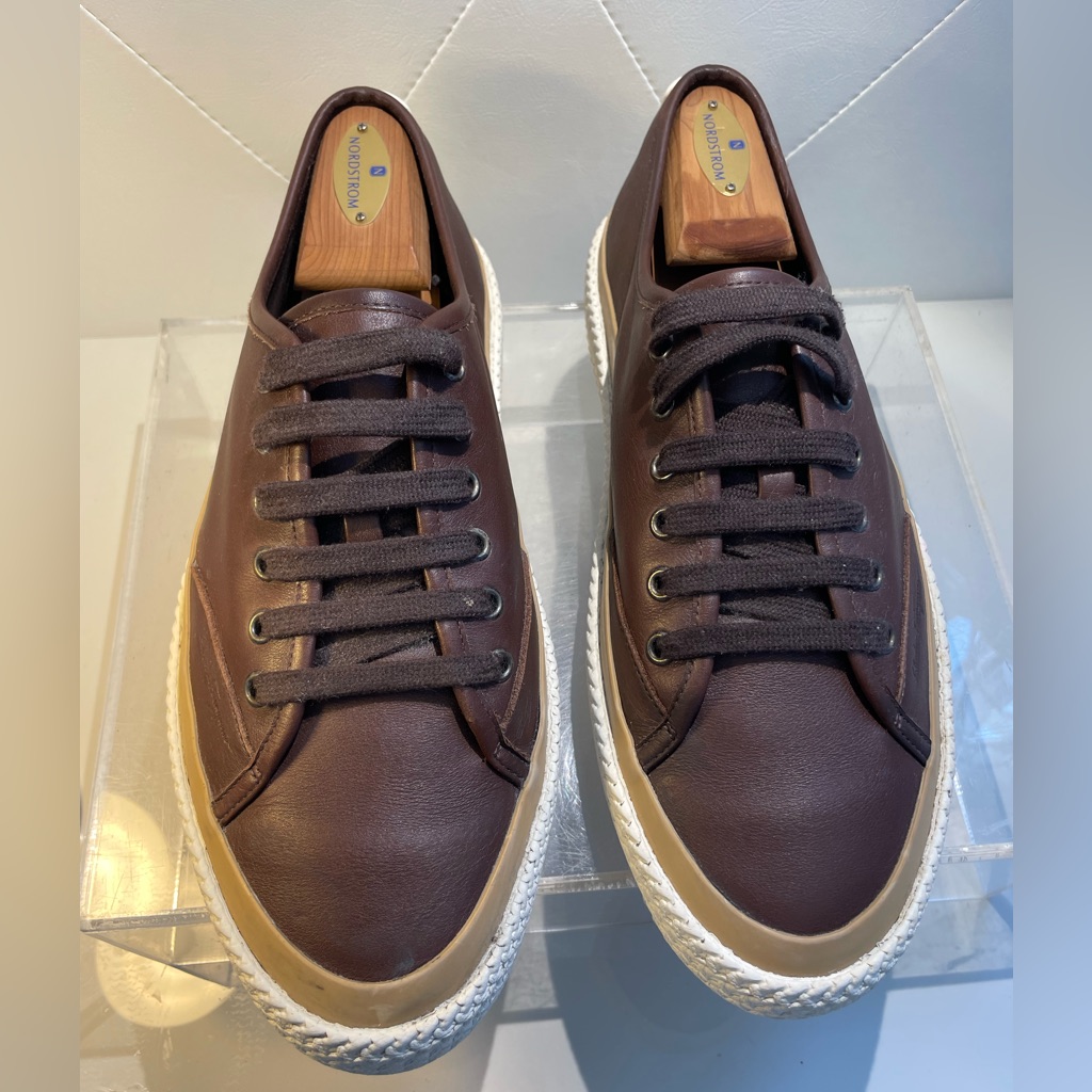 Salvatore Ferragamo Leather Storm Sneakers Sz 9 Made In Italy Good Condition